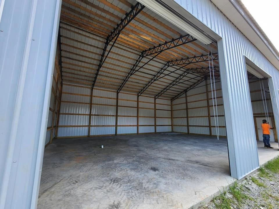 Interior warehouse with steel beam structure